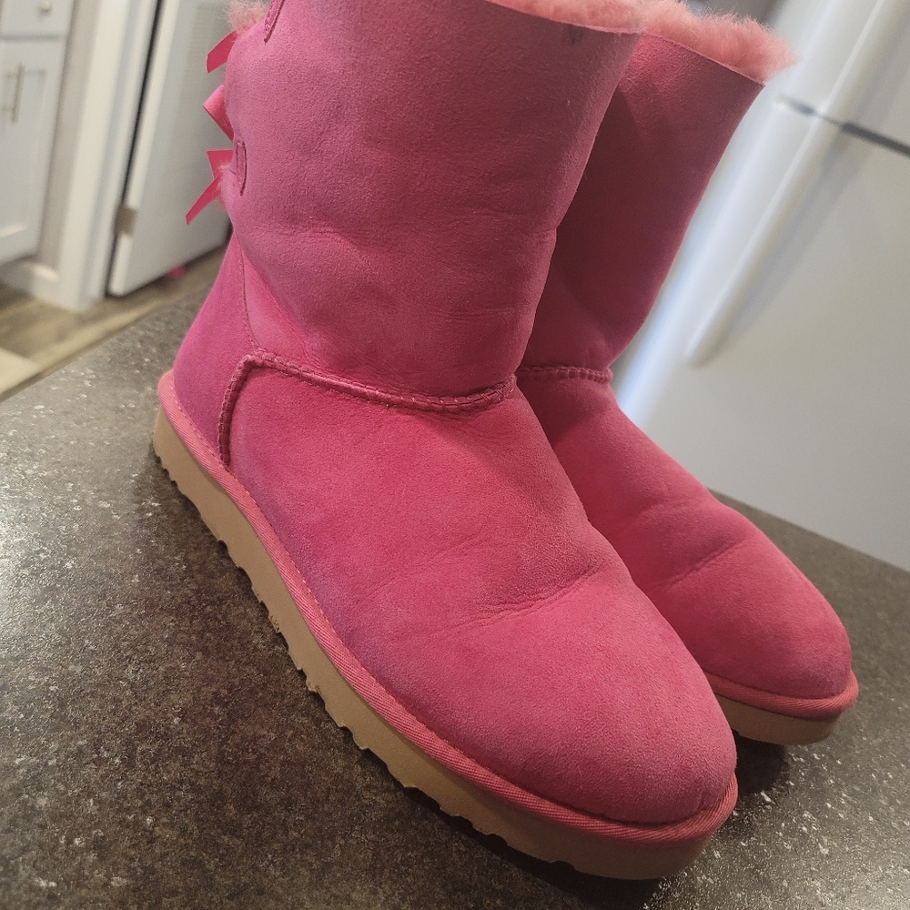 Pink UGG bow boots Size 11